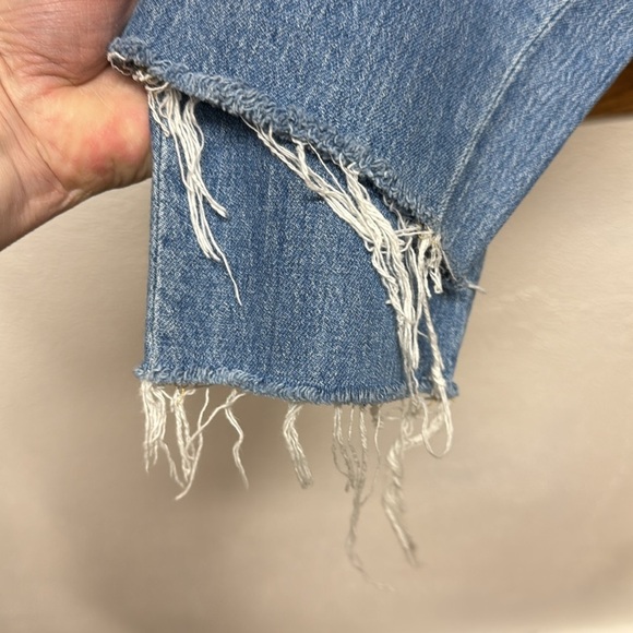 Something Navy Distressed High Waist Straight Raw Hem Ankle Jeans Size 4 - Picture 4 of 11